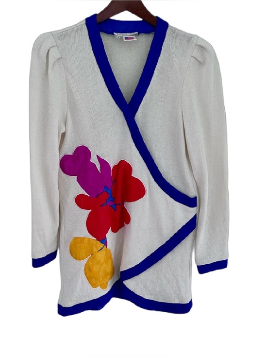 Anthony Sicari Tops - Vintage Anthony Sicari Floral Wrap Cardigan Sweater USA Size 8 Cottagecore Artsy
